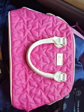 Luv Betsey By Betsey Johnson Hot Pink & Cream Quilted Top-Handle Bag